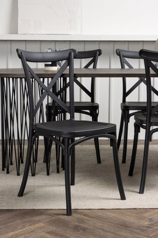 Venture Home Ovalt matbord i sten - Svart / Moccafaner +Crosett Matstol - Mattsvart / Mattsvart plast _4