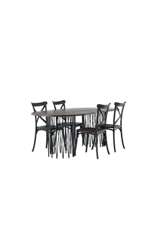 Venture Home Ovalt matbord i sten - Svart / Moccafaner +Crosett Matstol - Mattsvart / Mattsvart plast _4