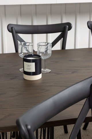 Venture Home Ovalt matbord i sten - Svart / Moccafaner +Crosett Matstol - Mattsvart / Mattsvart plast _4