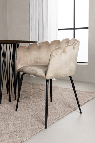 Venture Home Ovalt matbord i sten - Svart / Moccafaner +Limhamn Stol - Svart / Beige sammet _4