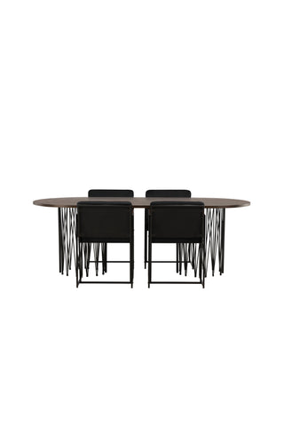 Venture Home Ovalt matbord i sten - Svart / Moccafaner +Richmond Matstol - Svart / Svart sammet _4