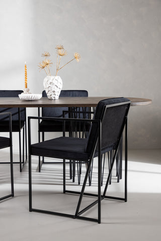 Venture Home Ovalt matbord i sten - Svart / Moccafaner +Richmond Matstol - Svart / Svart sammet _4