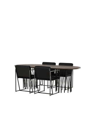 Venture Home Ovalt matbord i sten - Svart / Moccafaner +Richmond Matstol - Svart / Svart sammet _4