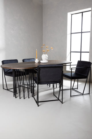 Venture Home Ovalt matbord i sten - Svart / Moccafaner +Richmond Matstol - Svart / Svart sammet _4