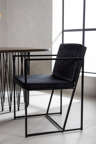Venture Home Ovalt matbord i sten - Svart / Moccafaner +Richmond Matstol - Svart / Svart sammet _4
