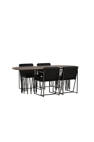 Venture Home Ovalt matbord i sten - Svart / Moccafaner +Richmond Matstol - Svart / Svart sammet _4