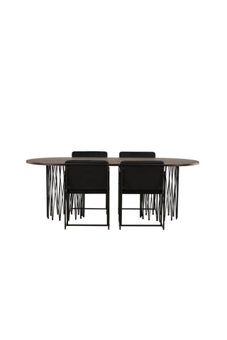 Venture Home Ovalt matbord i sten - Svart / Moccafaner +Richmond Matstol - Svart / Svart sammet _4