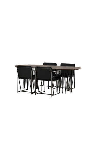 Venture Home Ovalt matbord i sten - Svart / Moccafaner +Richmond Matstol - Svart / Svart sammet _4