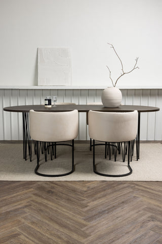 Venture Home Ovalt matbord i sten - Svart / Moccafaner +Simrishman Matstol - Svart / Beige TC-tyg _4