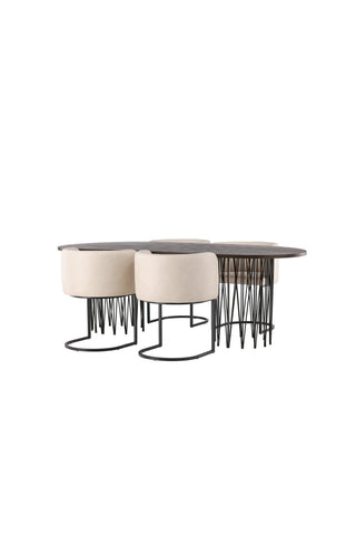 Venture Home Ovalt matbord i sten - Svart / Moccafaner +Simrishman Matstol - Svart / Beige TC-tyg _4