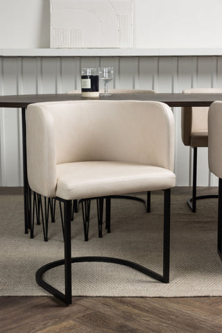 Venture Home Ovalt matbord i sten - Svart / Moccafaner +Simrishman Matstol - Svart / Beige TC-tyg _4