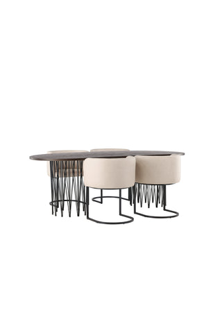 Venture Home Ovalt matbord i sten - Svart / Moccafaner +Simrishman Matstol - Svart / Beige TC-tyg _4