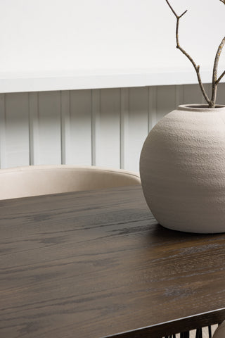 Venture Home Ovalt matbord i sten - Svart / Moccafaner +Simrishman Matstol - Svart / Beige TC-tyg _4