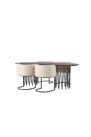 Venture Home Ovalt matbord i sten - Svart / Moccafaner +Simrishman Matstol - Svart / Beige TC-tyg _4