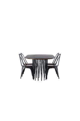 Venture Home Ovalt matbord i sten - Svart / Moccafaner +Tempe Matstol - Mattsvart / Metall _4