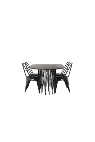 Venture Home Ovalt matbord i sten - Svart / Moccafaner +Tempe Matstol - Mattsvart / Metall _4