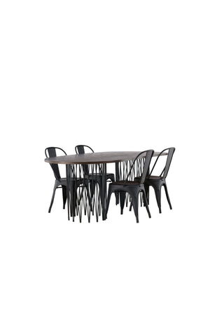 Venture Home Ovalt matbord i sten - Svart / Moccafaner +Tempe Matstol - Mattsvart / Metall _4