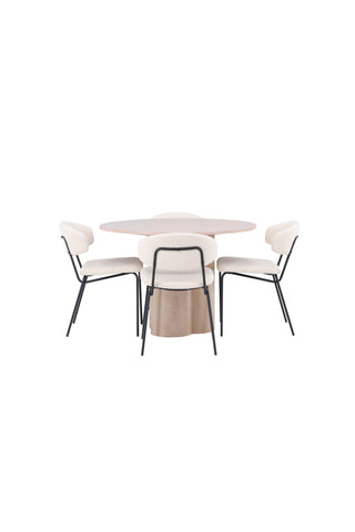 Venture Home Olivia Matbord-VittvättFöner+Crosett Matstol-Mattsvart/MattsvartPlast_4