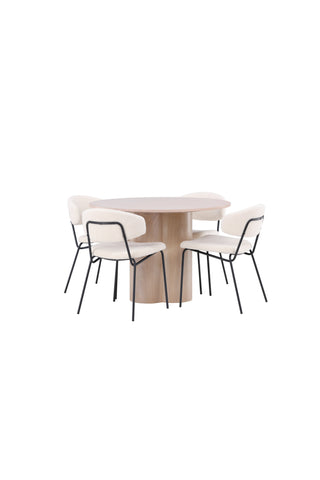 Venture Home Olivia Matbord-VittvättFöner+ChicoMatstol-Svart/VitBoucle_4