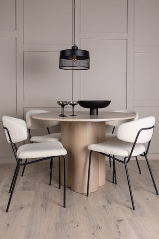 Venture Home Olivia Matbord-VittvättFöner+ChicoMatstol-Svart/VitBoucle_4
