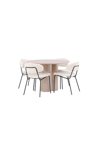 Venture Home Olivia Matbord-VittvättFöner+ChicoMatstol-Svart/VitBoucle_4