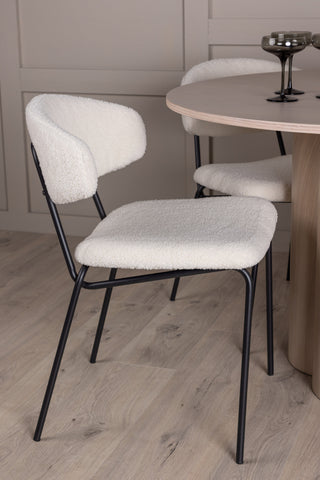 Venture Home Olivia Matbord-VittvättFöner+ChicoMatstol-Svart/VitBoucle_4