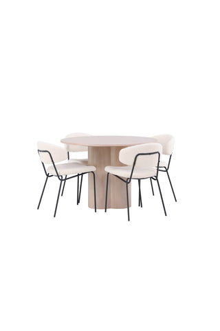 Venture Home Olivia Matbord-VittvättFöner+ChicoMatstol-Svart/VitBoucle_4
