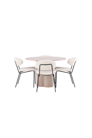 Venture Home Olivia Matbord-VittvättFöner+ChicoMatstol-Svart/VitBoucle_4