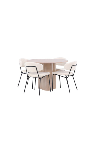 Venture Home Olivia Matbord-VittvättFöner+ChicoMatstol-Svart/VitBoucle_4