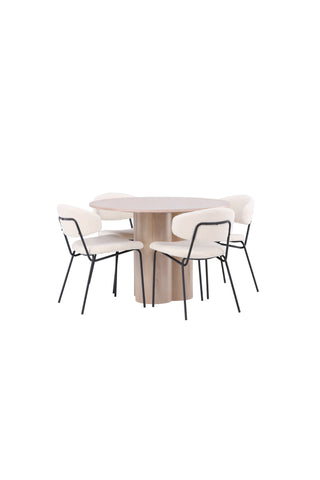 Venture Home Olivia Matbord-VittvättFöner+ChicoMatstol-Svart/VitBoucle_4