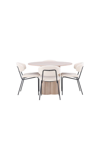 Venture Home Olivia Matbord-VittvättFöner+ChicoMatstol-Svart/VitBoucle_4