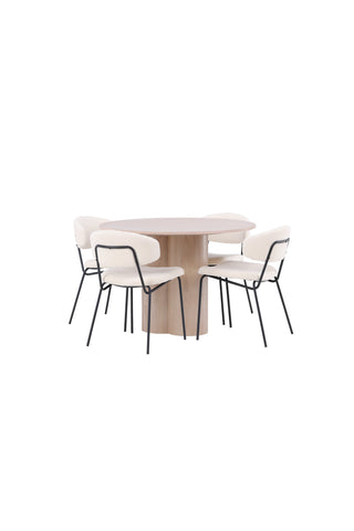 Venture Home Olivia Matbord-VittvättFöner+ChicoMatstol-Svart/VitBoucle_4