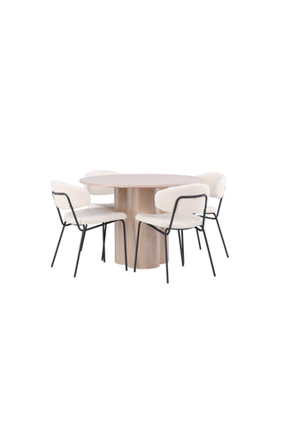 Venture Home Olivia Matbord-VittvättFöner+ChicoMatstol-Svart/VitBoucle_4