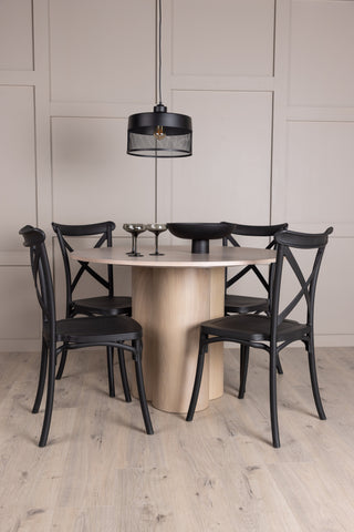 Venture Home Olivia Matbord-VittvättFöner+Crosett Matstol-Mattsvart/MattsvartPlast_4