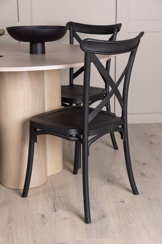 Venture Home Olivia Matbord-VittvättFöner+Crosett Matstol-Mattsvart/MattsvartPlast_4