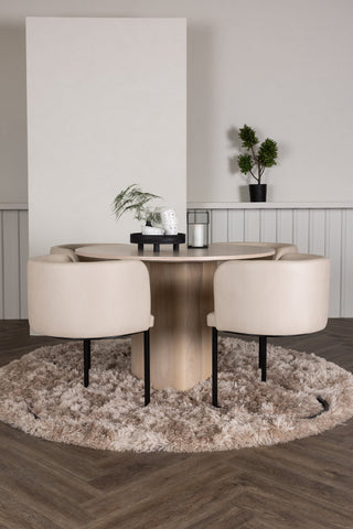 Venture Home Olivia Matbord-VittvättFanas+SimrishmanMatstol-Svart/BeigeTC-tyg_4