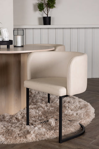 Venture Home Olivia Matbord-VittvättFanas+SimrishmanMatstol-Svart/BeigeTC-tyg_4