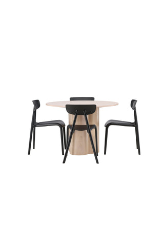 Venture Home Olivia Matbord-Mocca/MoccaFaner+BaltimoreMatstol-Svart/SvartPlast_4