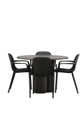 Venture Home OliviaDiningTable-Mocca/MoccaFaner+ChicoDiningChair-Svart/VitBoucle_4