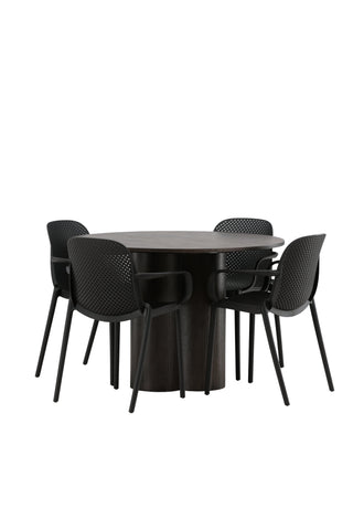 Venture Home Olivia Matbord-Mocca/MoccaFaner+BaltimoreMatstol-Svart/SvartPlast_4