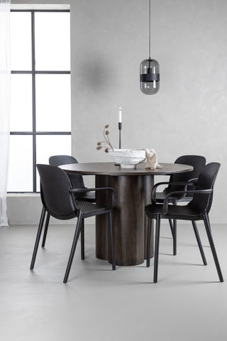 Venture Home Olivia Matbord-Mocca/MoccaFaner+BaltimoreMatstol-Svart/SvartPlast_4