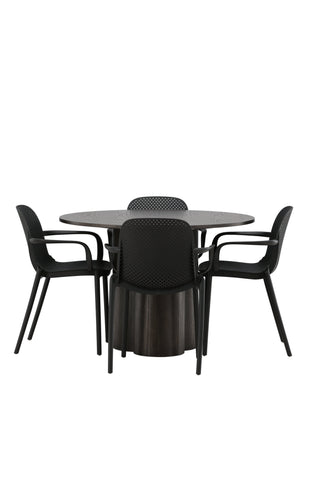Venture Home Olivia Matbord-Mocca/MoccaFaner+BaltimoreMatstol-Svart/SvartPlast_4