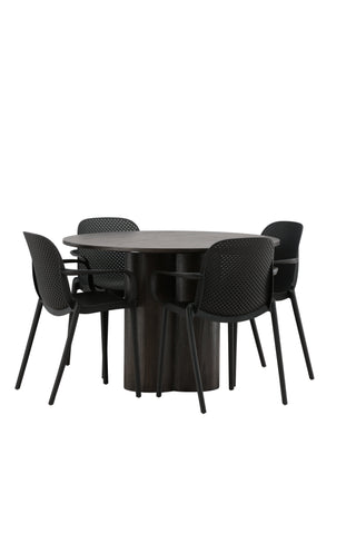 Venture Home Olivia Matbord-Mocca/MoccaFaner+BaltimoreMatstol-Svart/SvartPlast_4