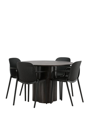 Venture Home Olivia Matbord-Mocca/MoccaFaner+BaltimoreMatstol-Svart/SvartPlast_4