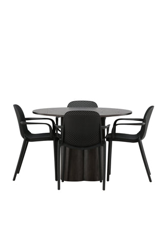 Venture Home Olivia Matbord-Mocca/MoccaFaner+BaltimoreMatstol-Svart/SvartPlast_4