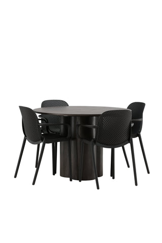 Venture Home Olivia Matbord-Mocca/MoccaFaner+BaltimoreMatstol-Svart/SvartPlast_4