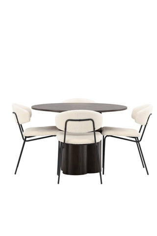 Venture Home Olivia Matbord-Mocca/MoccaFaner+Crosett Matstol-Mattsvart/MattsvartPlast_4