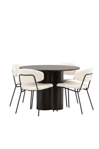 Venture Home OliviaDiningTable-Mocca/MoccaFaner+ChicoDiningChair-Svart/VitBoucle_4