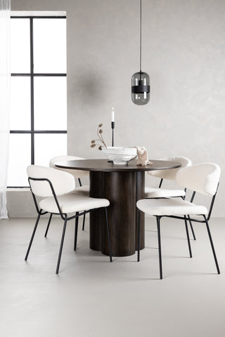 Venture Home OliviaDiningTable-Mocca/MoccaFaner+ChicoDiningChair-Svart/VitBoucle_4