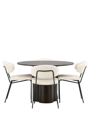 Venture Home OliviaDiningTable-Mocca/MoccaFaner+ChicoDiningChair-Svart/VitBoucle_4